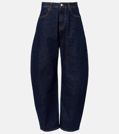 Alaïa Mid-rise Barrel-leg Jeans In Blue
