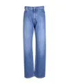 Alaïa Alaia Denim Jean Pants With Black Elastic Band In Blue