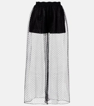 Alaïa Mid-rise Point D'esprit Wide-leg Pants In Black