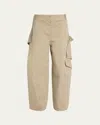 Alaïa Mid-rise Washed Chino Barrel-leg Cargo Trousers In Beige