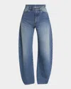 Alaïa Mid-rise Wide-leg Barrel Jeans In Bleu Vintage