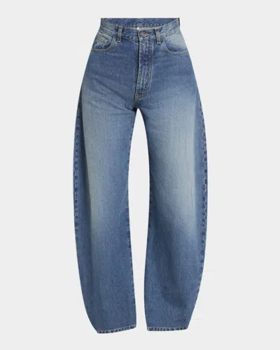 Alaïa Mid-rise Wide-leg Barrel Jeans In Blue