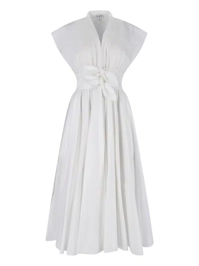 Alaïa Midi Dress In Poplin In White