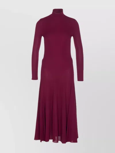 ALAÏA MIDI DRESS WITH HIGH NECK AND LONG SLEEVES