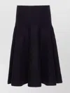 Alaïa Midi Flared Knit Skirt High Waist In Black