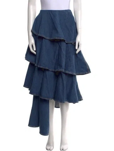 Pre-owned Alaïa Midi Length Skirt In Blue