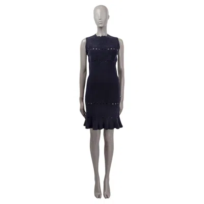Pre-owned Alaïa Alaia Midnight Blue Viscose Cut-out Sleeveless Flared Dress 40 M