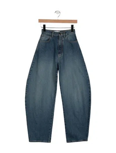 Pre-owned Alaïa Mid-rise Wide Leg Jeans In Blue
