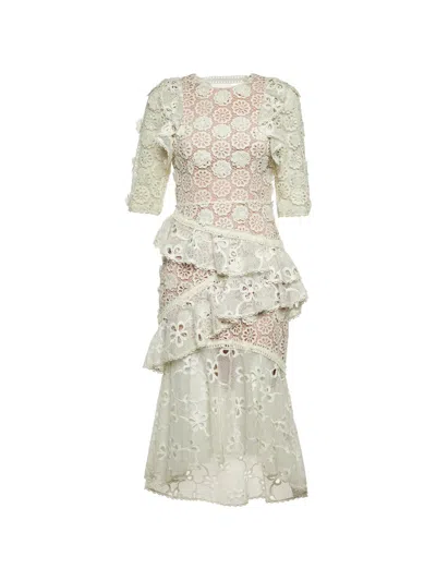 Pre-owned Alaïa Mikaela Midi Dress In White