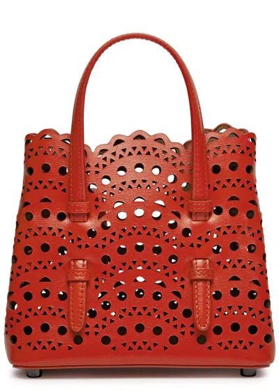 Alaïa Mina 16 Leather Top Handle Bag In Red