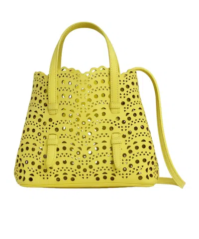 Alaïa Mina 20 Bag In Vienne Wave Nubuck In Yellow