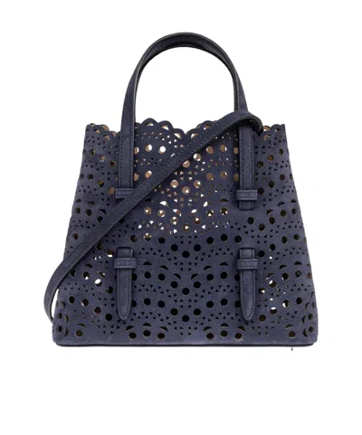 Alaïa Mina 20 Tote Bag In Calfskin In Black