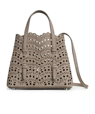 Alaïa Mina 20 In Perforated Vienne Nubuck In Gray