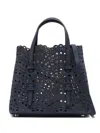 Alaïa Mina 20 Top-handle Bag In Perforated Suede In Blue