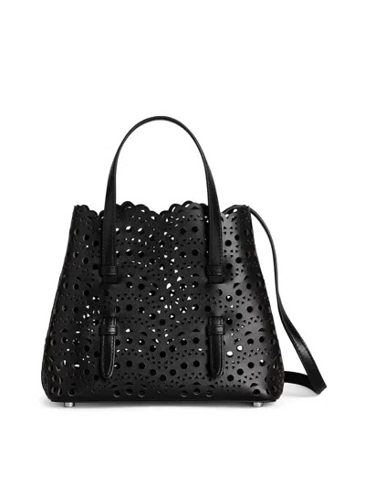 Alaïa Mina 20 Small Calfskin Tote Bag In Black