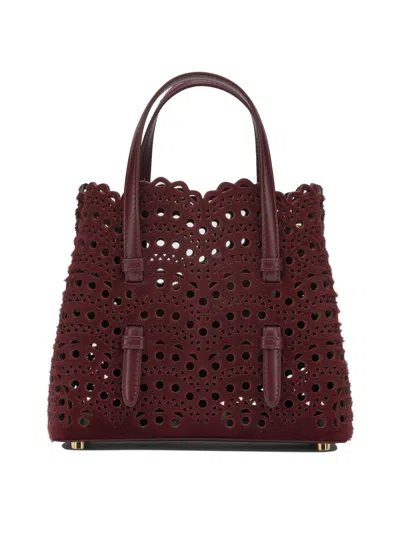 Alaïa "mina 20" Small Handbag In Bordeaux