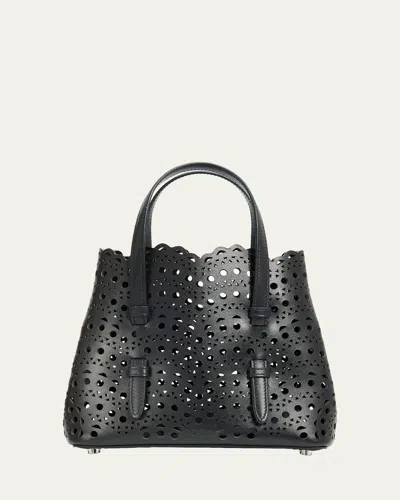 Alaïa Mina 20 Small Perforated Leather Tote Bag In Black