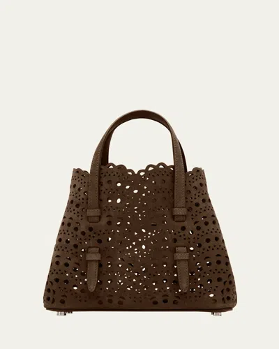 Alaïa Mina 20 Top-handle Bag In Perforated Suede