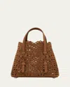 Alaïa Mina 20 Top-handle Bag In Perforated Suede In 731 Terre Dombre