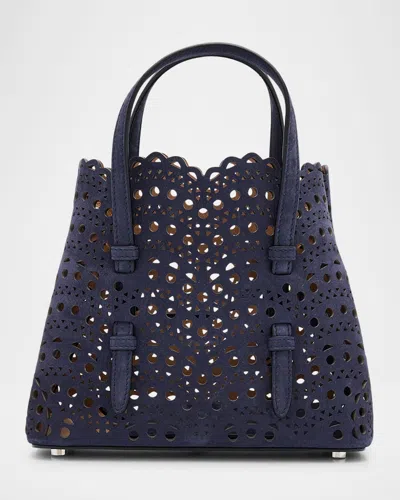 Alaïa Mina 20 Top-handle Bag In Perforated Suede In Blue