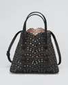 Alaïa Mina 20 Tote Bag In Vienne Wave Perforated Leather In Black