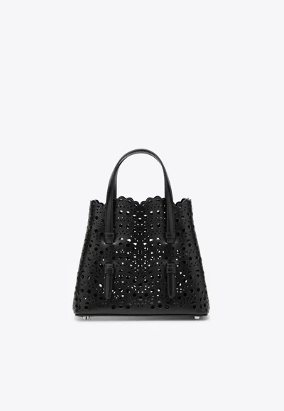 Alaïa Mina 20 Vienne Calfskin Tote Bag In Black
