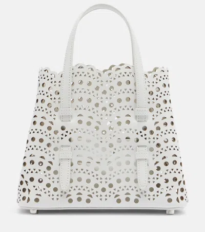 Alaïa Mina 20 Vienne Leather Tote Bag In White