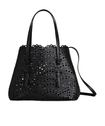 Alaïa Mina 25 Bag In Vienne Wave Calfskin In Black