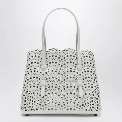 Alaïa Mina 25 Bag In White Vienne Wavy Calfskin Leather In Silver