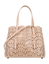 Alaïa Womens Alaia Mina Wave 25 Laser-cut Leather Top-handle Bag In Neutrals