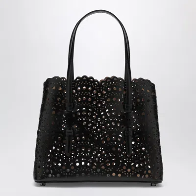 Alaïa Mina 25 Black Wavy Vienne Calfskin Leather Bag In Brown