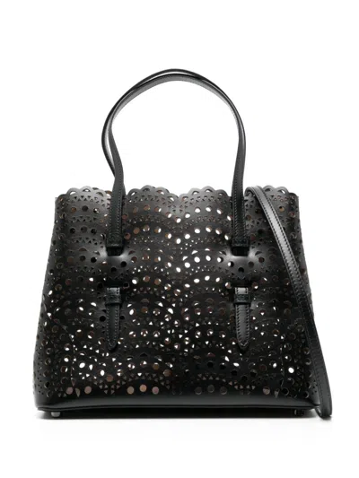 Alaïa Mina 25 Leather Handbag In Black