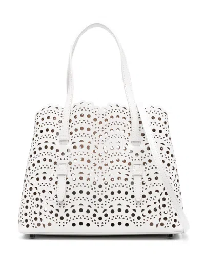 Alaïa Mina 25 Leather Handbag In White
