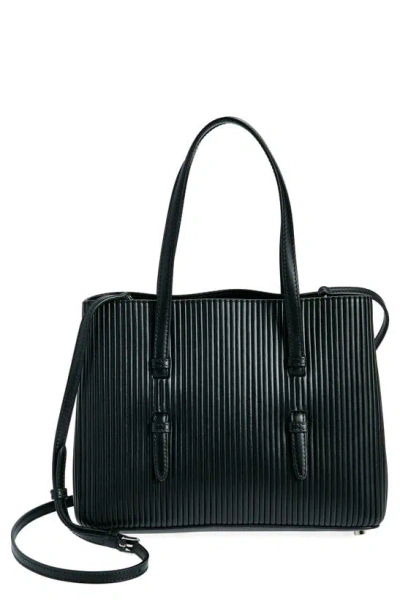 Alaïa Mina 25 Pleated Leather Tote In Black