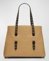 Alaïa Mina 25 Shoulder Bag In Paper Straw And Leather In Naturel