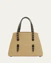 Alaïa Mina 25 Shoulder Bag In Paper Straw And Leather In Naturel