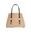 Alaïa Mina 25 Shoulder Bag In Paper Straw And Leather In Nude