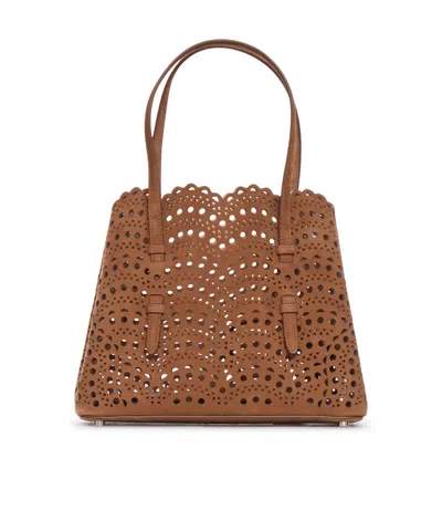 Alaïa Mina 25 Brown Nubuck Tote Bag