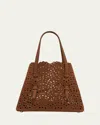 Alaïa Mina 25 Tote Bag In Perforated Nubuck Leather In 731  Terre Dombre