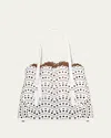 Alaïa Mina 25 Tote Bag In Vienne Wave Perforated Leather In White