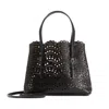 Alaïa Mina 25 Tote Bag In Vienne Wave Calfskin In Black
