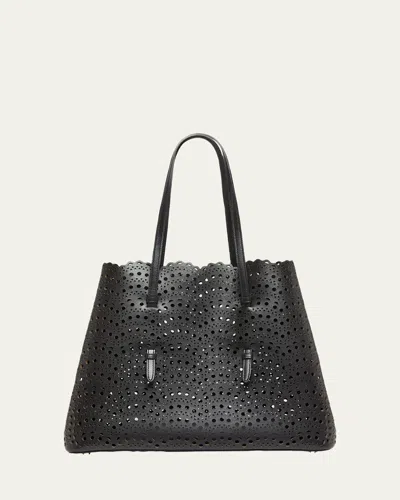 Alaïa Mina 37 Large Perforated Leather Tote Bag In Purple