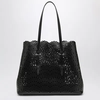 Alaïa Alaia Mina 37 Leather Tote Bag In Shiny Calfskin, Black