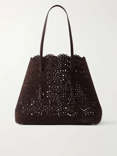 Alaïa Alaia Mina 37 Mini Haircalf Tote In Chocolat