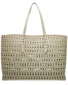 Alaïa Mina 44 Vienne Wave Leather Tote Bag In Beige