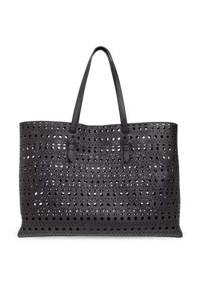 Alaïa Mina 44 Openwork Tote Bag In Black