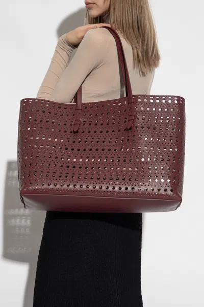 Alaïa ‘mina 44' Shopper Bag In Burgundy