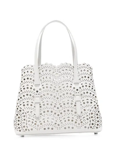 Alaïa Alaia Mina Laser-cut Mini Tote Handbag In Blanccasse