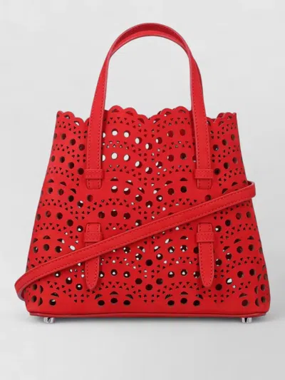 Alaïa Mina Leather Tote Bag Cut Out Design In Red