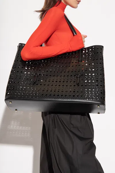 Alaïa ‘mina' Openwork Shopper Bag In Black